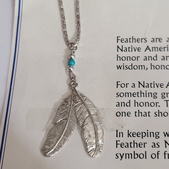 Northern plains Native American reservation necklace feather turquoise navajo - Picture 6 of 6